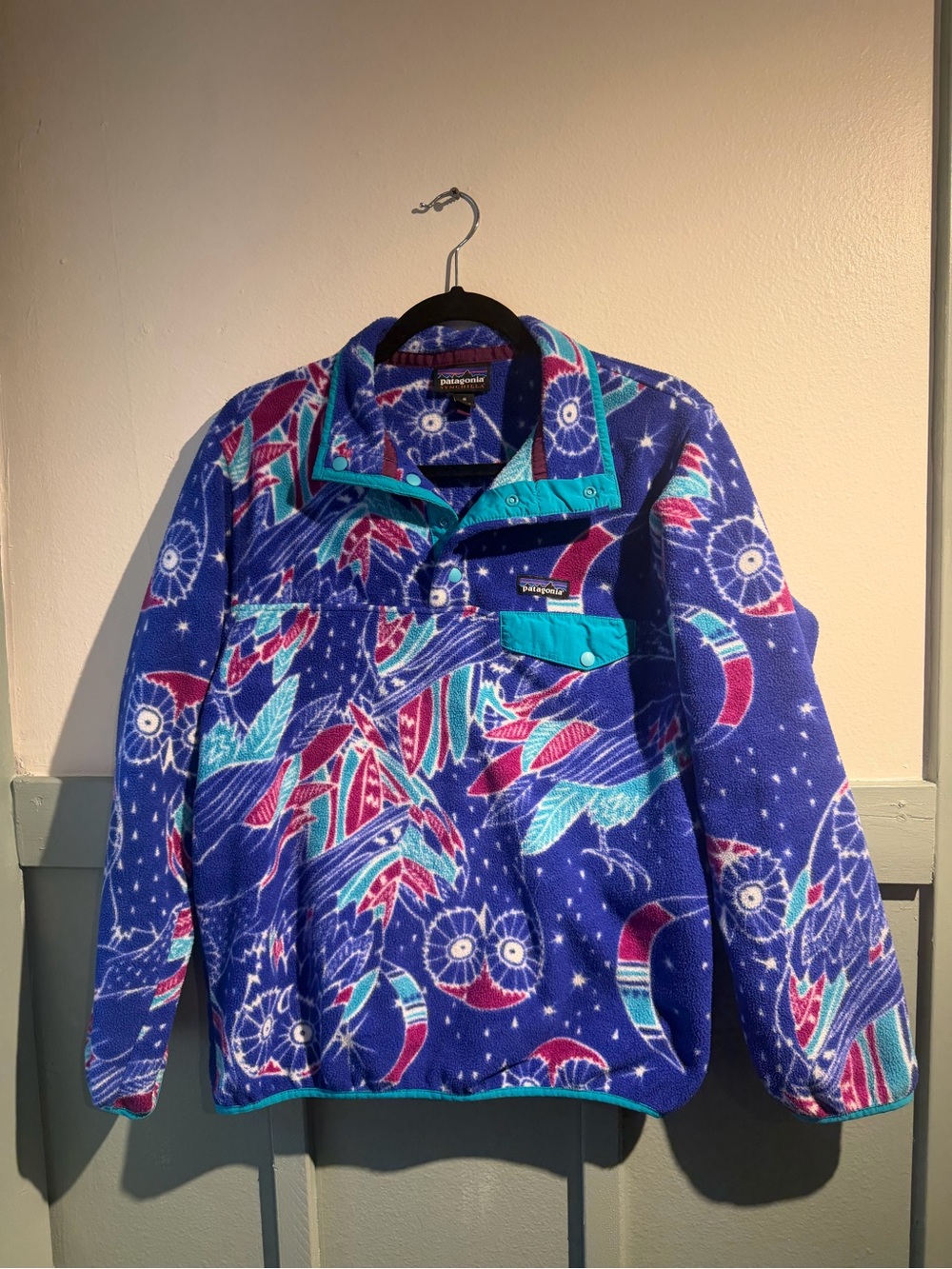 Patagonia Synchilla Snap-T Harvest Moon Owl Fleece Women’s M Rare Print